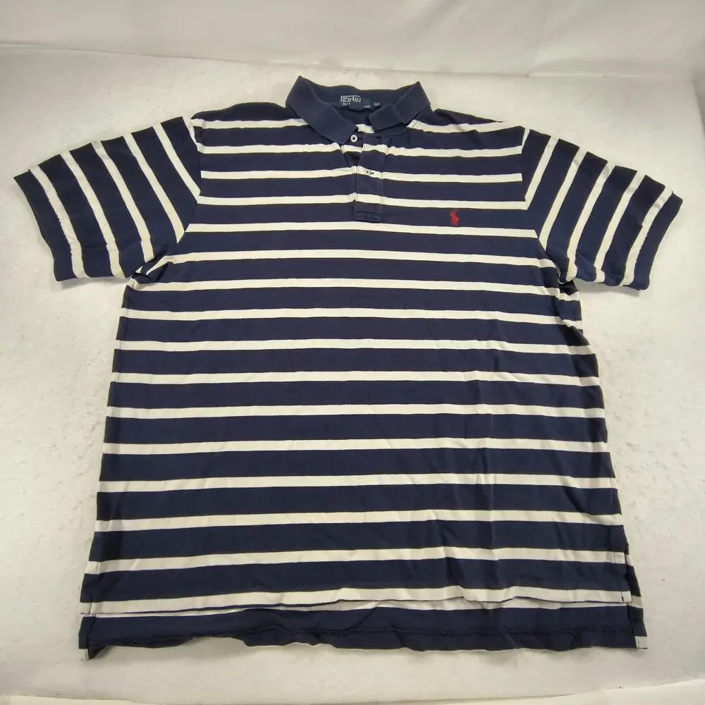 Polo by Ralph Lauren Short Sleeve Collared Polo Shirt Mens Size 2XB Navy White